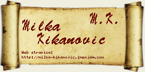 Milka Kikanović vizit kartica